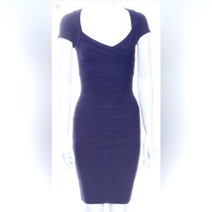 Herve Leger Bandage V-Neck Mini Dress - Dark blue
Size: XS